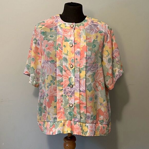 Alfred Dunner Women's Pastel Floral Pleated Blouse - Picture 1 of 6